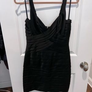 Black bandeau bcbg skinny strapped dress. Beautiful fabric